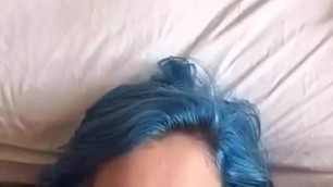 Blue Hair Emo Gets Banged
