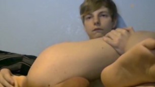 Sexy twink Jake Fisher pleasing his fat dick and tight ass