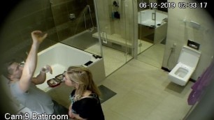 Marina and Sergey in the bathroom