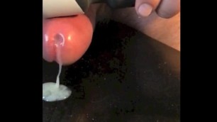 Thick semen flowing ejaculation