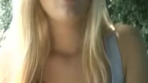 Blonde flashes outside