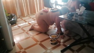 My BBW pig slut at the floor