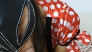 Romanian porn. stepsister dressed in Red Riding Hood sucks my cock and swallows my balls. POV